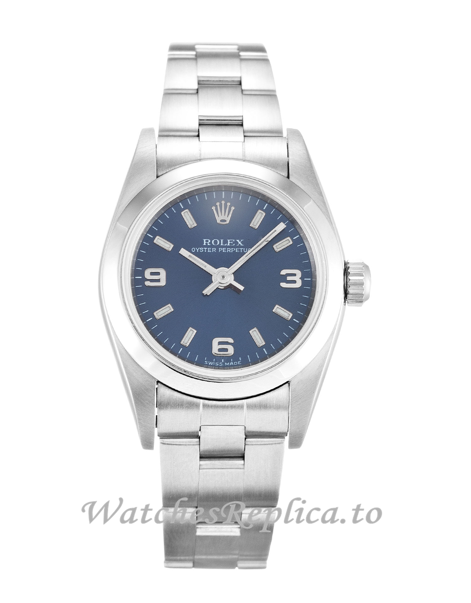 Rolex Lady Oyster Perpetual Blue Dial 76080-24 MM - WatchesReplica.is
