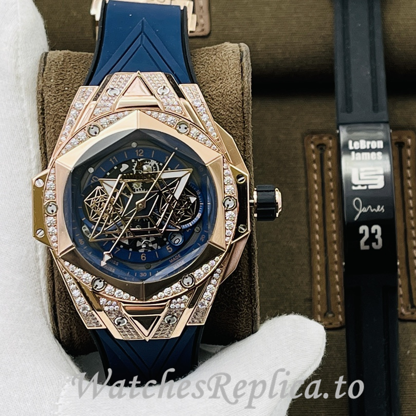 Hublot Replica Big Bang Sang Bleu II Rubber strap 45MM - WatchesReplica.is