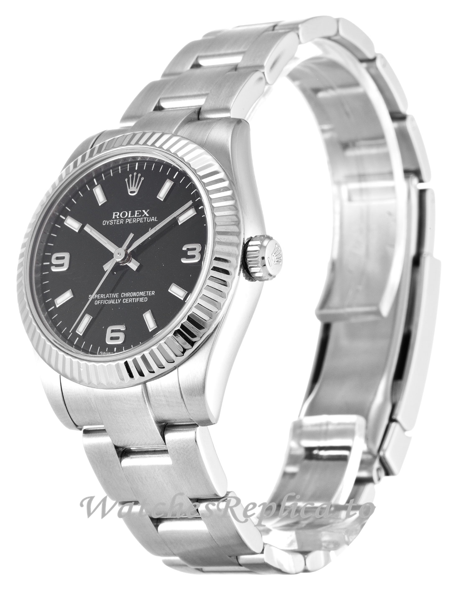 Rolex Lady Oyster Perpetual Black Dial 177234-31 MM - WatchesReplica.is