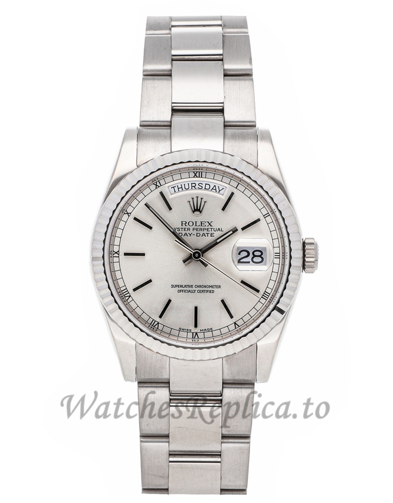 Rolex Replica Day-Date Silver Dial 118209 - WatchesReplica.is