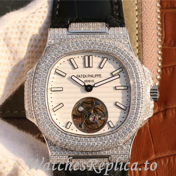 Patek Philippe Replica Nautilus Leather strap 40MM - WatchesReplica.is