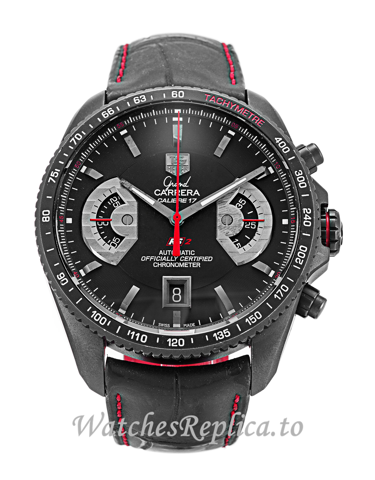 Tag Heuer Grand Carrera Black Dial CAV518B.FC6237 43 MM - WatchesReplica.is
