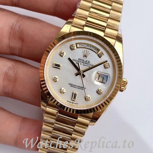 Swiss Rolex Day Date Replica 128238 Yellow Gold strap 36MM - WatchesReplica.is