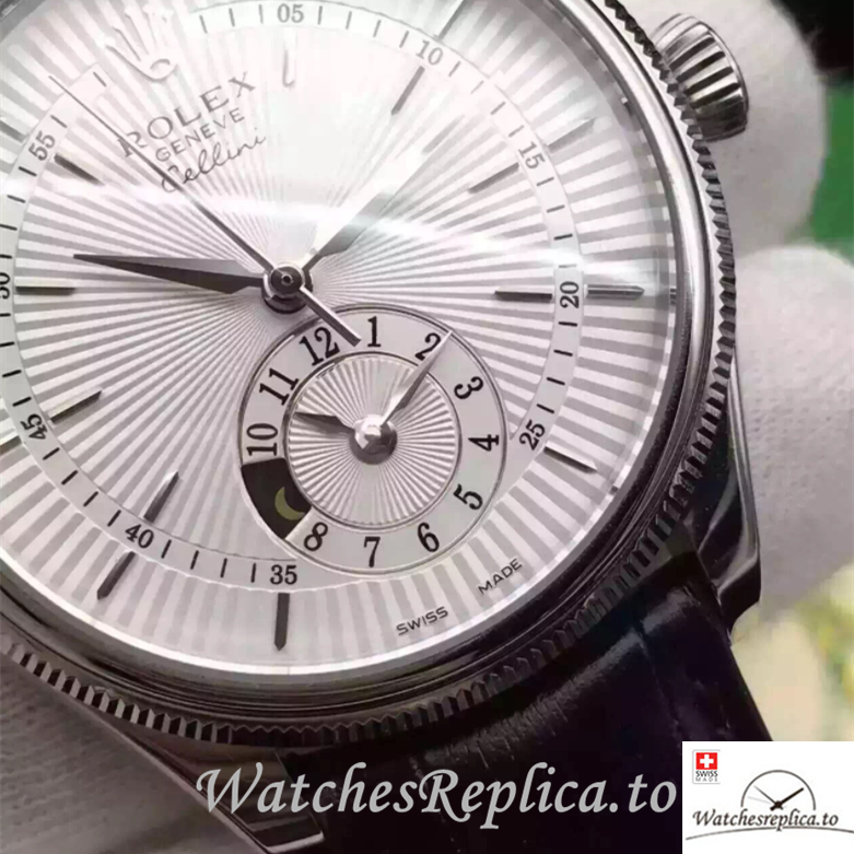 Swiss Rolex Cellini 50529-0006 Leather strap 39MM - WatchesReplica.is