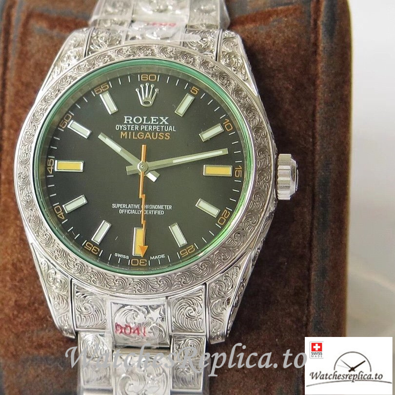 Swiss Rolex Milgauss Replica Stainless steel strap 40MM - WatchesReplica.is