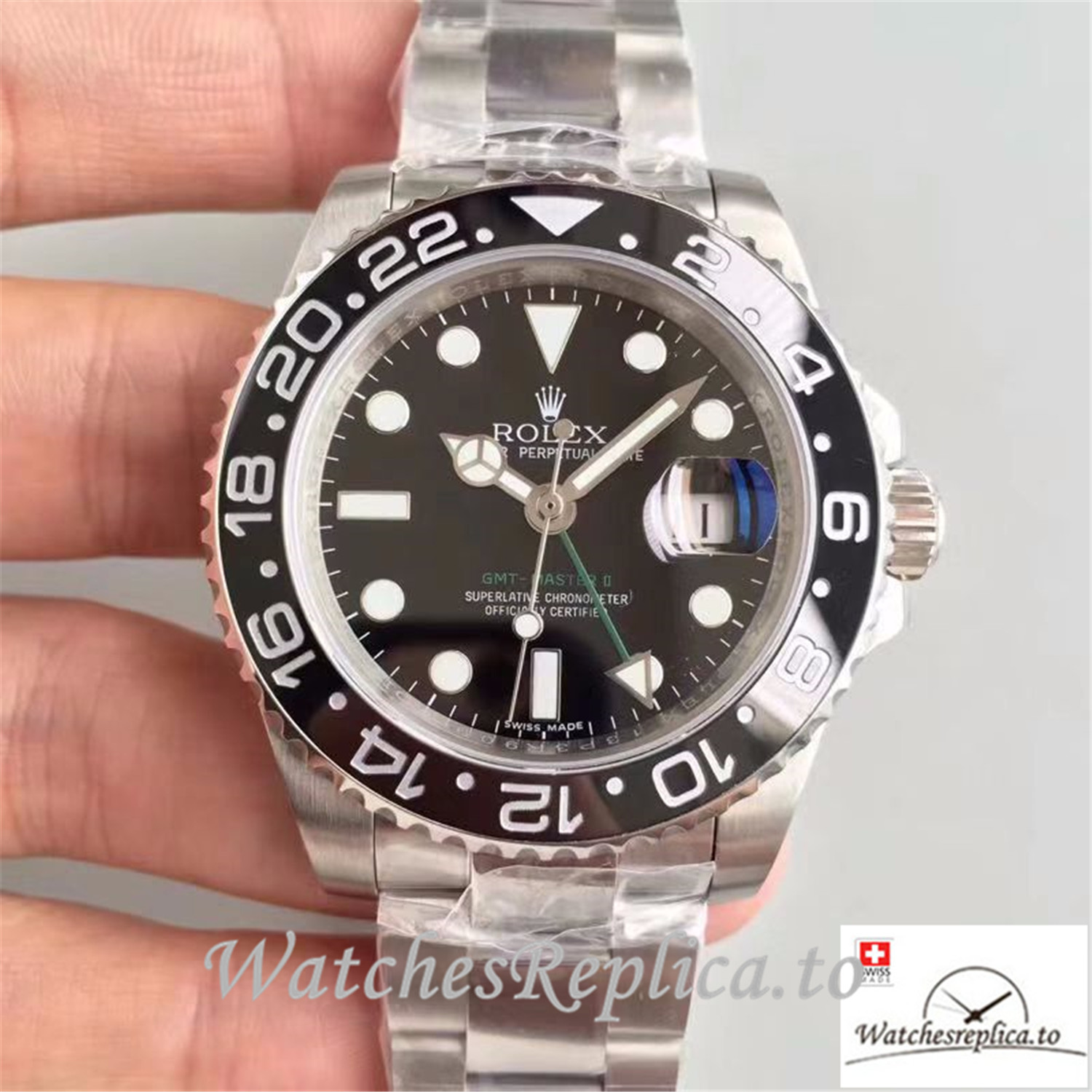 Swiss Rolex GMT-Master II Replica 116710LN Black Bezel 40MM - WatchesReplica.is