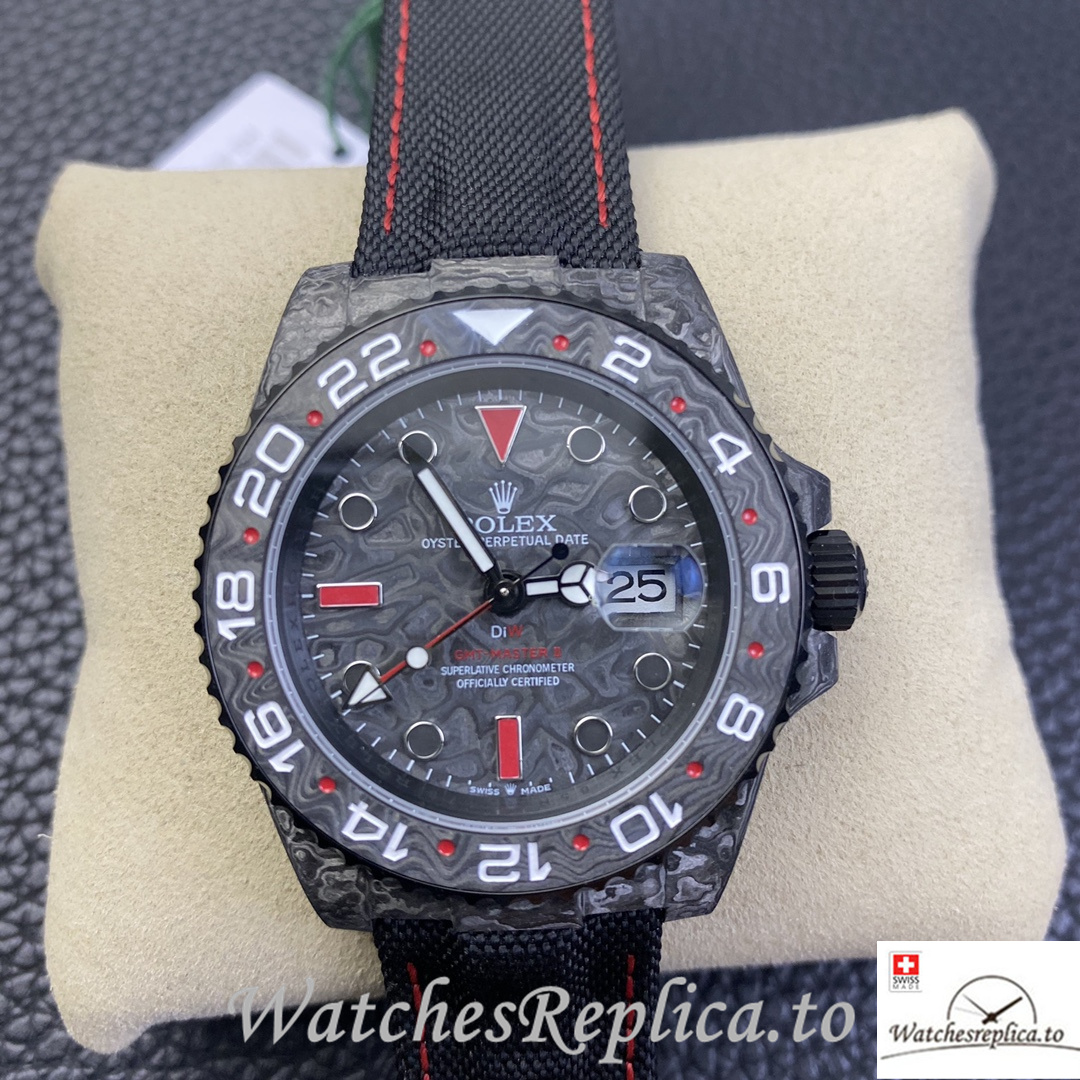 Swiss Rolex GMT Master Electro Carbon Carbon fiber strap 40MM - WatchesReplica.is