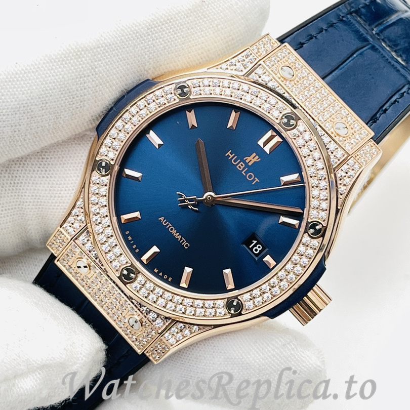 Hublot Replica Big Bang Sang Bleu Leather strap 42MM - WatchesReplica.is