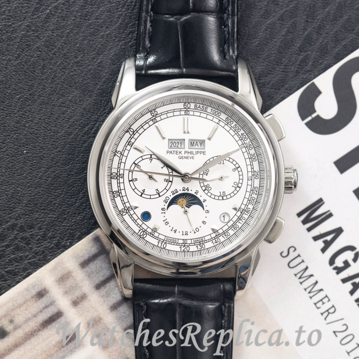 Patek Philippe Replica Complications Leather strap 41MM - WatchesReplica.is