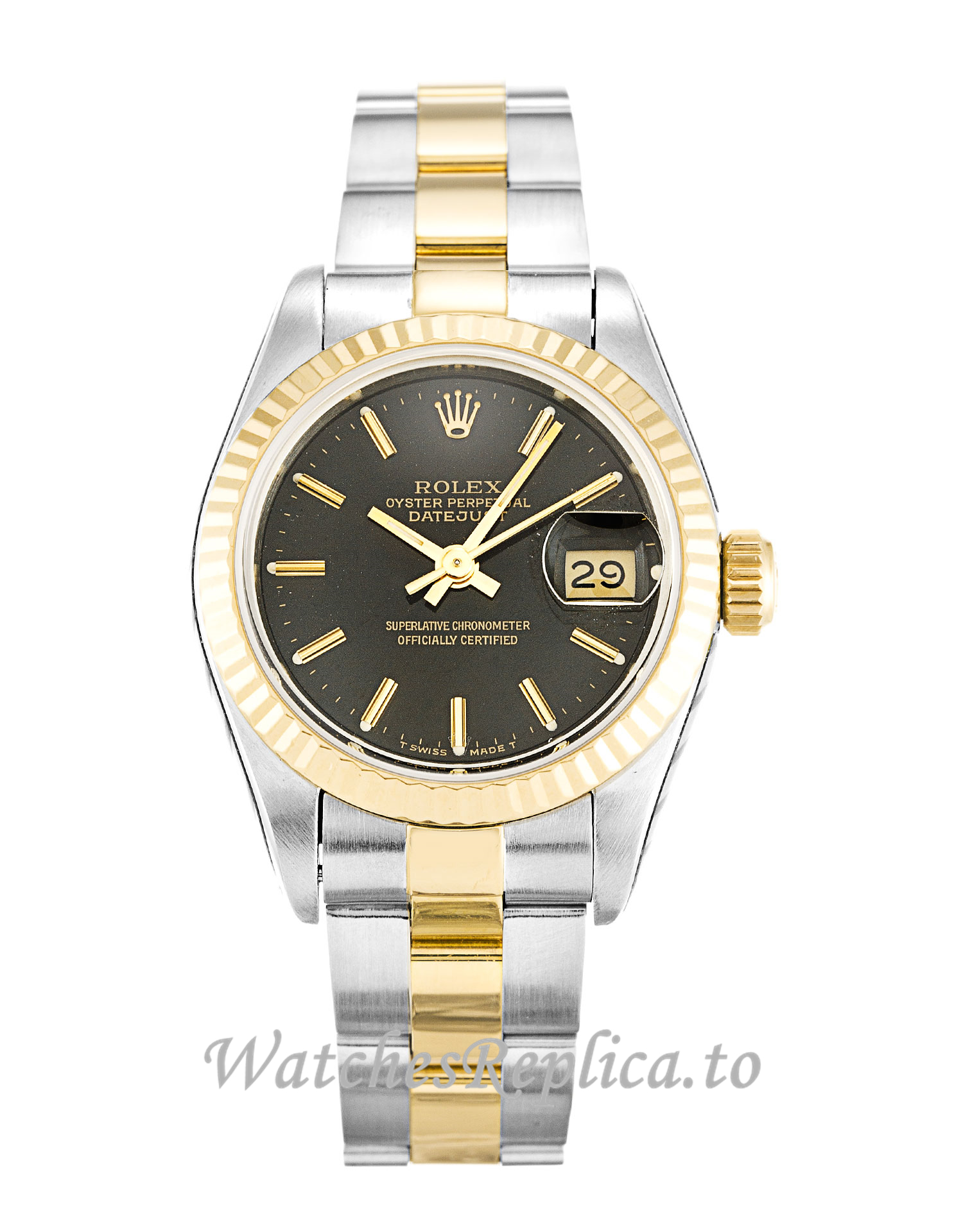 Rolex Datejust Lady Black Dial 69173 26MM - WatchesReplica.is