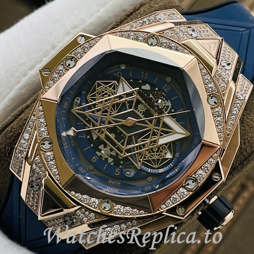 Hublot Replica Big Bang Sang Bleu II Rubber strap 45MM - WatchesReplica.is