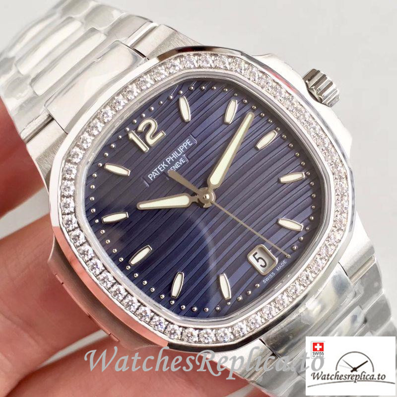 Swiss Patek Philippe Nautilus Ladies Replica 7018/1A-010 Diamonds Bezel 35.2MM - WatchesReplica.is