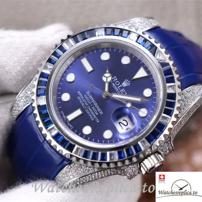 Swiss Rolex Submariner Replica 116610LV Leather strap 40MM - WatchesReplica.is