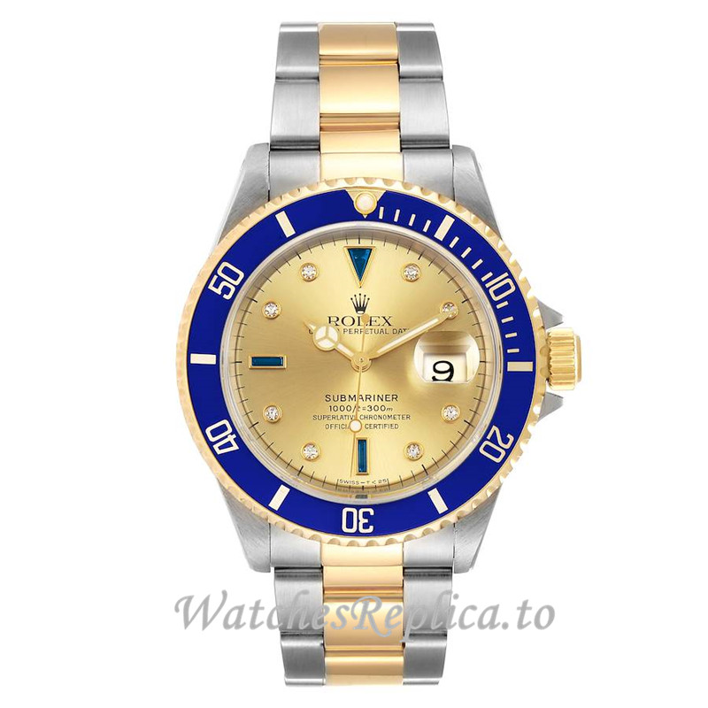 Rolex Submariner Watch Gold Dial 16613 - WatchesReplica.is