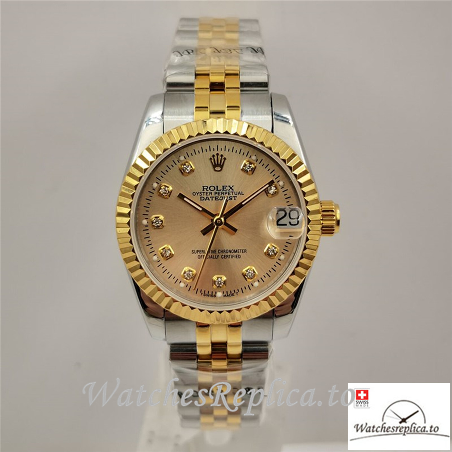 Swiss Rolex Lady Datejust Replica 178273 Yellow Gold Strap 31MM - WatchesReplica.is