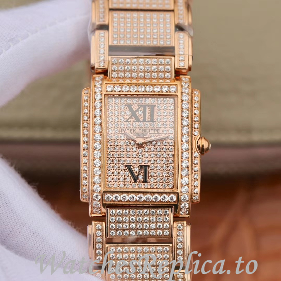 Patek Philippe Replica Twenty-4 Rose Gold strap 30MM - WatchesReplica.is