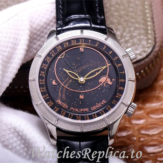Patek Philippe Replica Complications Leather strap 42MM - WatchesReplica.is
