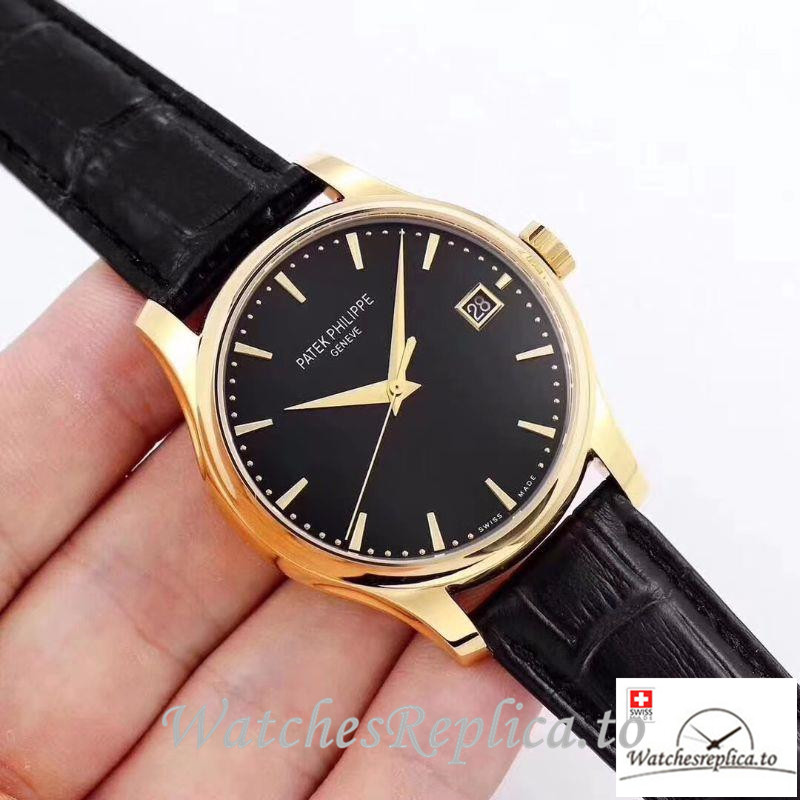 Swiss Patek Philippe Calatrava Replica 5227 001 Black Strap 39MM - WatchesReplica.is