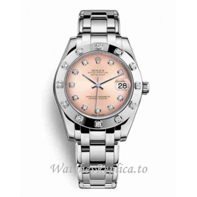Replica Rolex Pearlmaster m81319-0023 34MM White Gold strap Ladies Watch - WatchesReplica.is