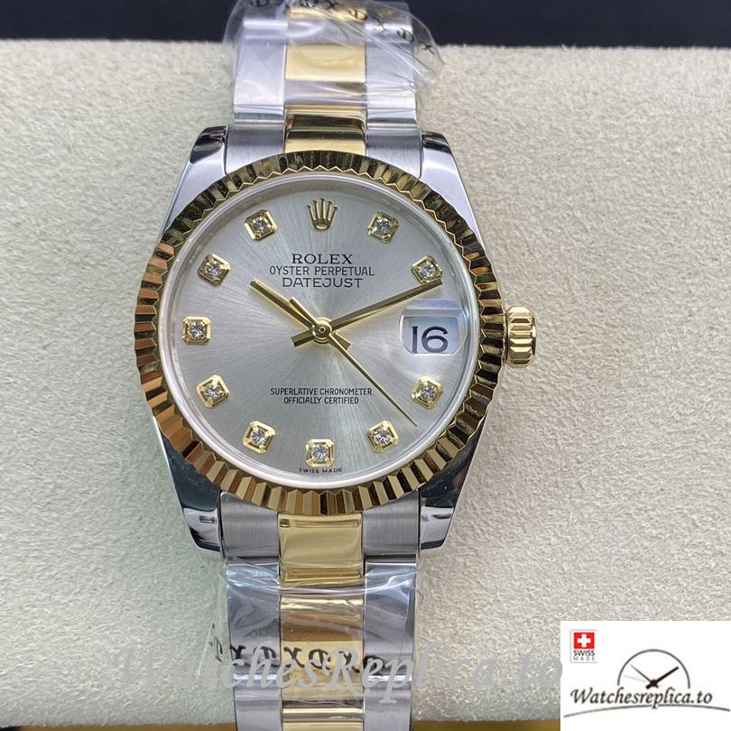 Swiss Rolex Datejust Replica 178384 Stainless steel strap 31MM Silver Dial - WatchesReplica.is