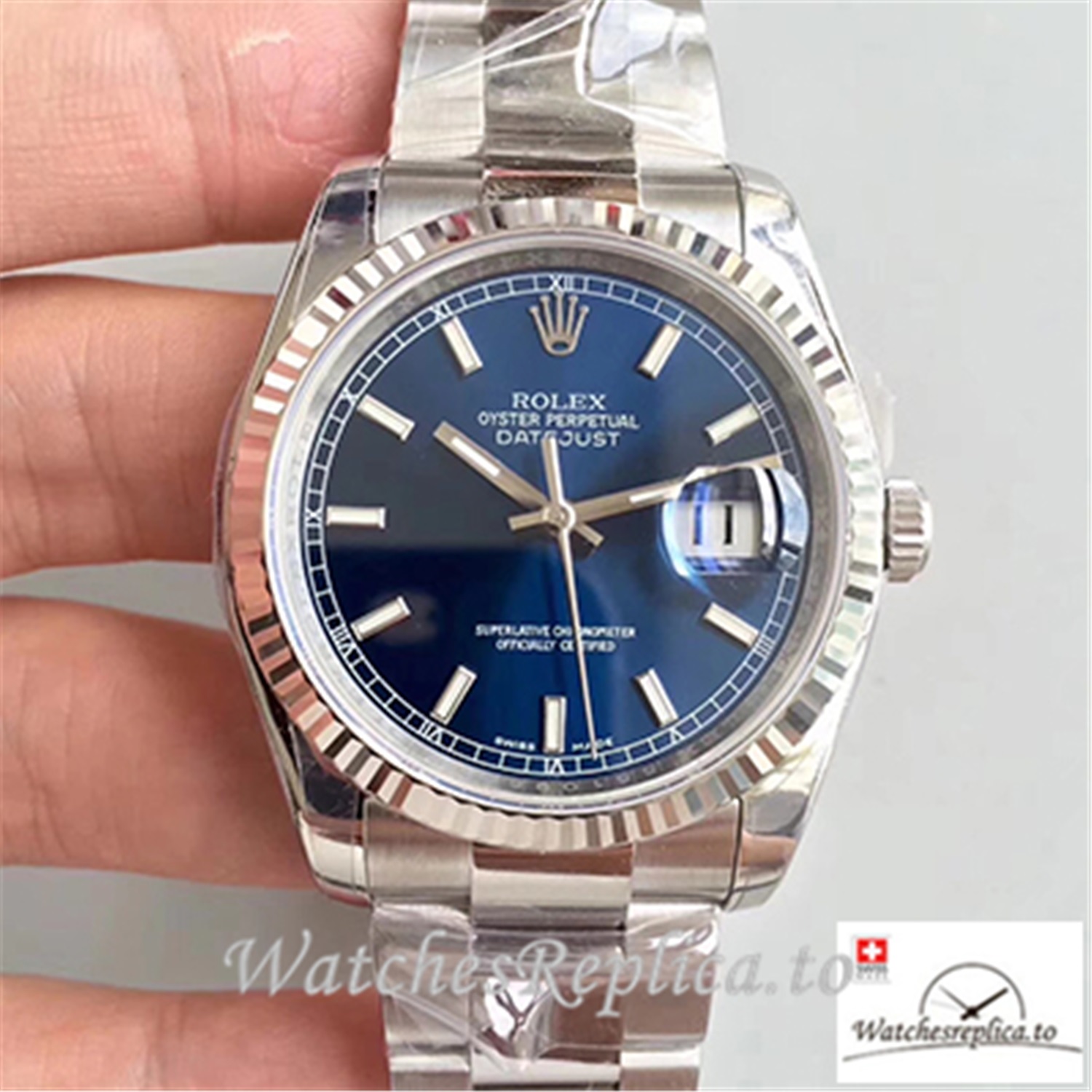 Swiss Rolex Datejust Replica 116234 001 Blue Dial 36MM - WatchesReplica.is