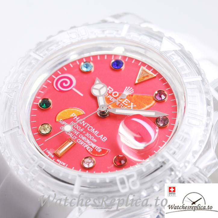 Swiss Rolex Submariner Replica Rubber strap 40MM PHANTOMLAB&ROLEX Red Dial - WatchesReplica.is