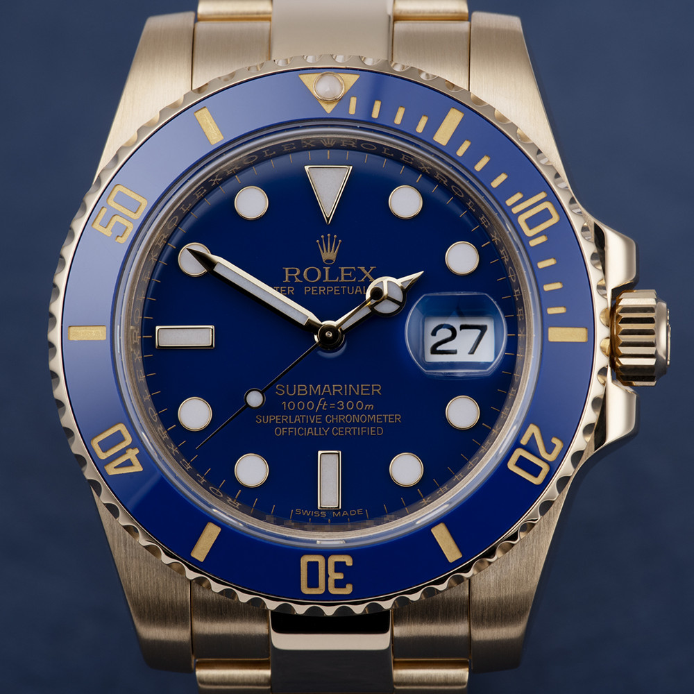 Swiss Rolex Submariner Replica Blue Dial 16618 - WatchesReplica.is