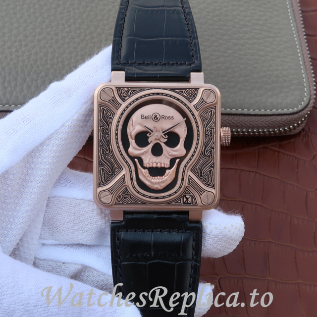 Bell Ross Replica Aviation BR01 Leather strap 46MM - WatchesReplica.is