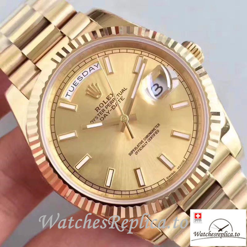 Swiss Rolex Day Date Replica M228238-0003 Gold strap 40MM - WatchesReplica.is