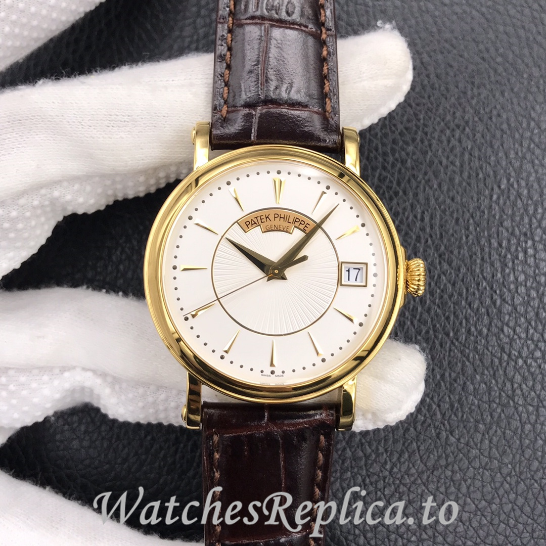 Patek Philippe Replica Calatrava 5153 Leather strap 38MM - WatchesReplica.is
