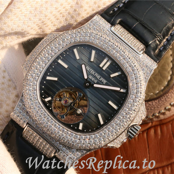 Patek Philippe Replica Nautilus Leather strap 40MM - WatchesReplica.is