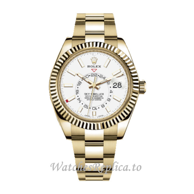 Replica Rolex Sky-Dweller m326938-0005 42MM Yellow Gold strap Mens Watch - WatchesReplica.is