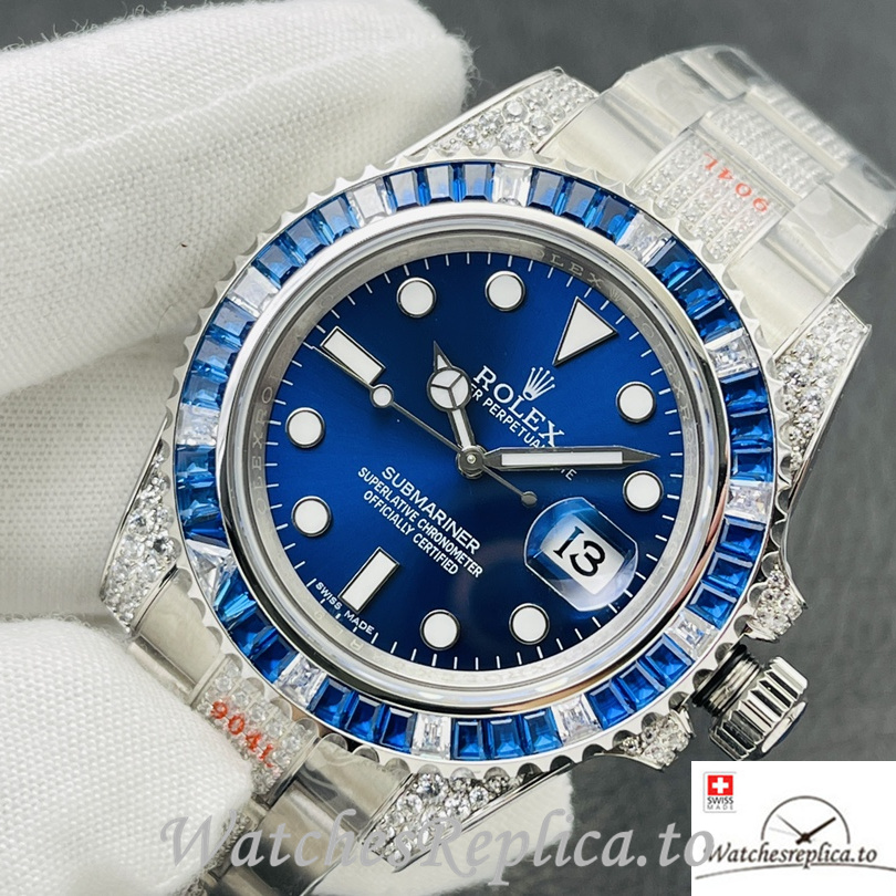 Swiss Rolex Submariner Replica Stainless steel strap 40MM Blue Dial - WatchesReplica.is