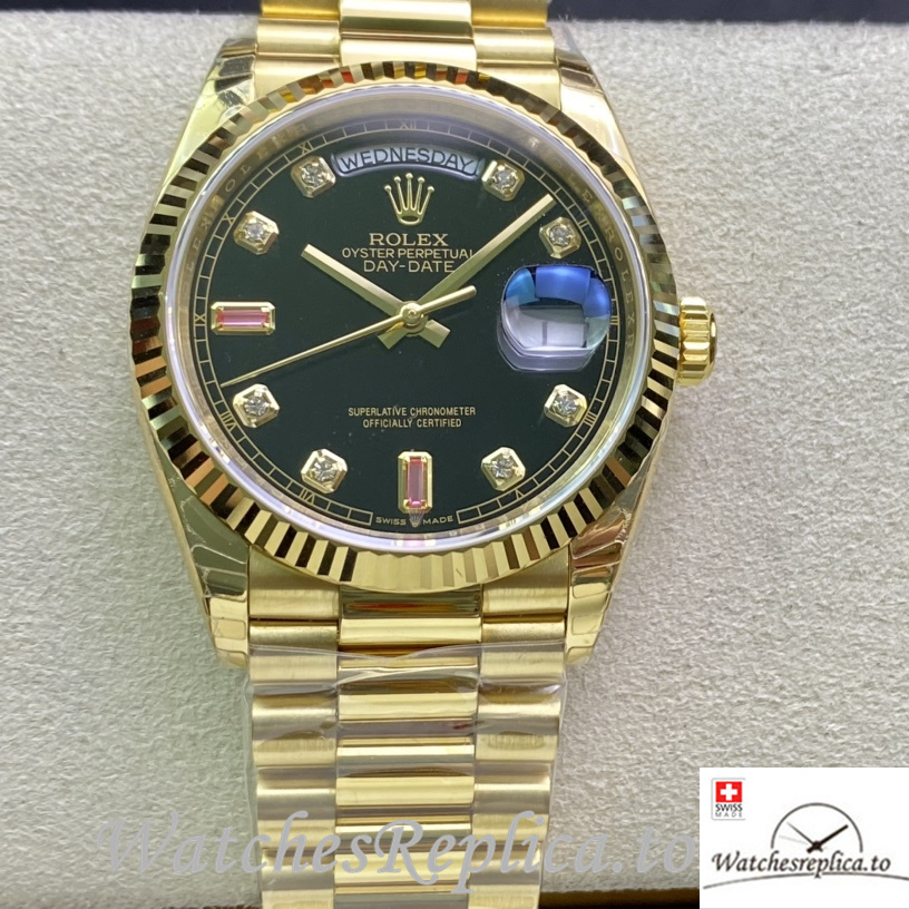 Swiss Rolex Datejust 126233 Replica Yellow Gold strap 36MM - WatchesReplica.is