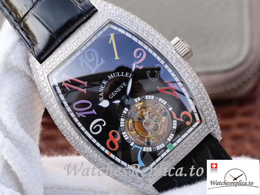 Swiss Franck Muller Crazy Color Dreams Tourbillon Replica Diamonds Bezel 39.5 MM×55.3 MM - WatchesReplica.is