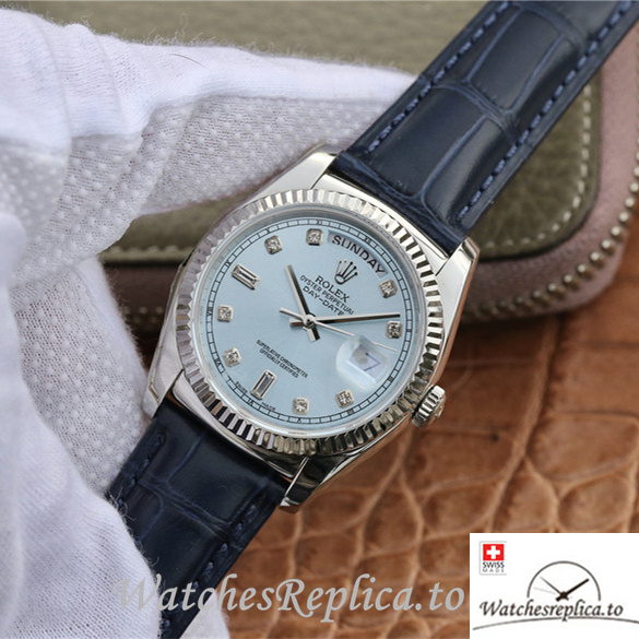 Swiss Rolex Day-Date Replica 118139 Leather strap 36MM - WatchesReplica.is