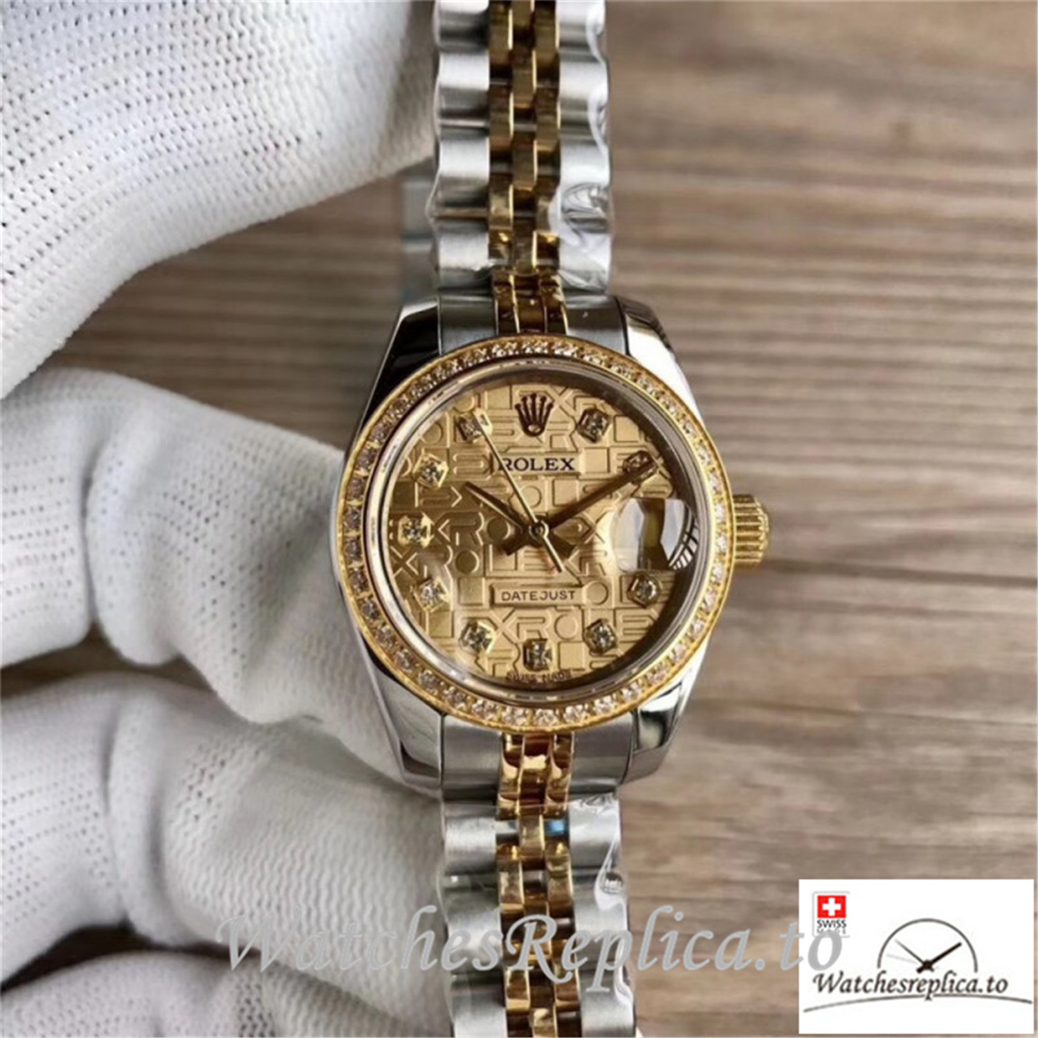 Swiss Rolex Datejust Replica 279383BR 001 Diamond Bezel 28MM - WatchesReplica.is