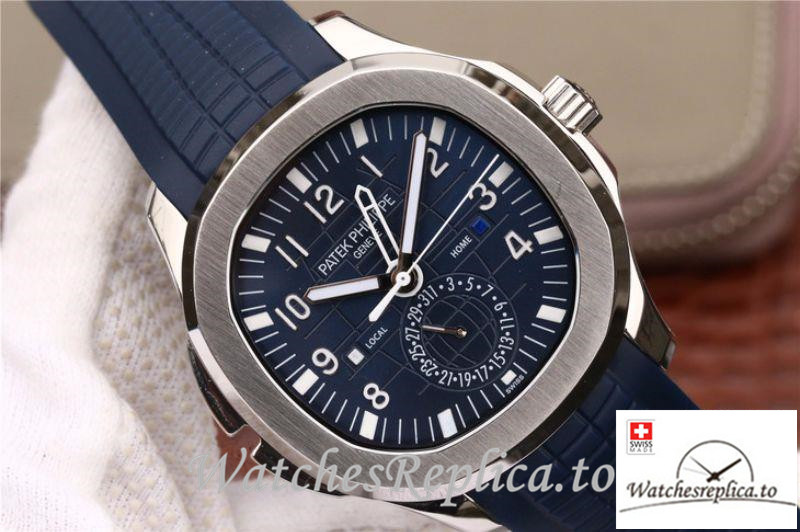 Swiss Patek Philippe Aquanaut Dual Time Replica 5164A-001 Blue Strap 40.8MM - WatchesReplica.is