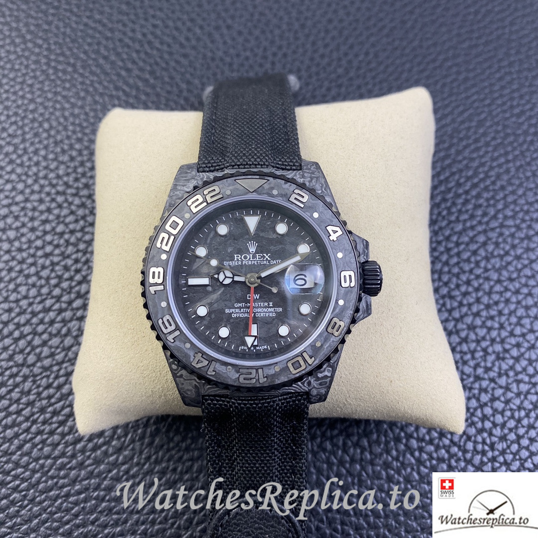 Swiss Rolex GMT Master Electro Carbon Carbon fiber strap 40MM - WatchesReplica.is