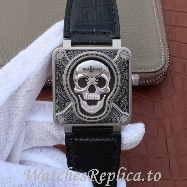 Bell Ross Replica Aviation BR01 Leather strap 46MM - WatchesReplica.is