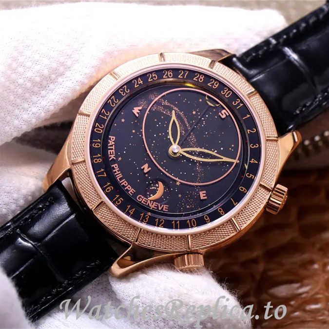 Patek Philippe Replica Complications Leather strap 42MM - WatchesReplica.is