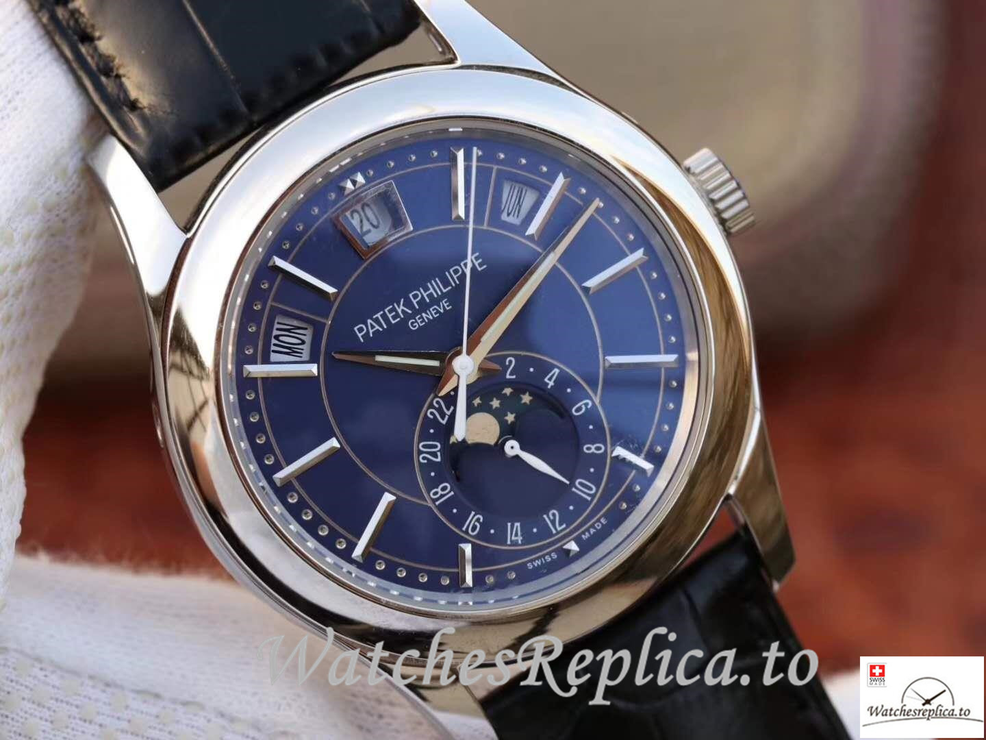 Swiss Patek Philippe Complications Annual Calendar Replica 5205G-013 Black Strap 40MM - WatchesReplica.is