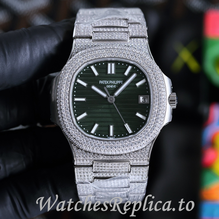 Patek Philippe Replica Nautilus 5711 Diamonds paved strap 40MM - WatchesReplica.is