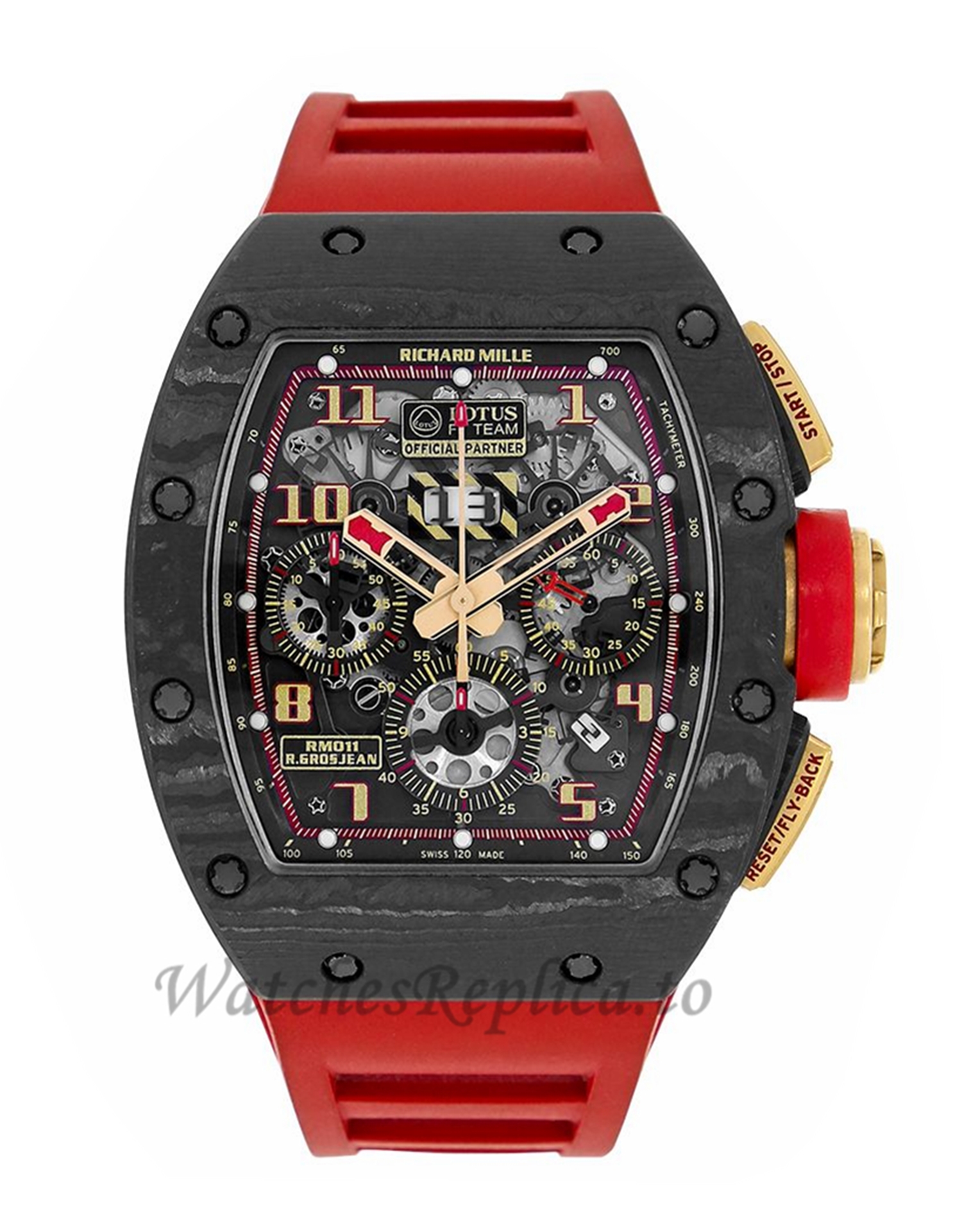 Richard Mille Replica Romain Grosjean Lotus F1 Carbon Rose Gold 50MM Watch M01105895 - WatchesReplica.is