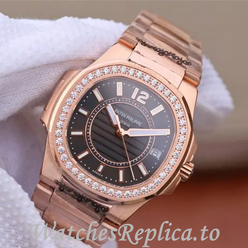 Patek Philippe Replica Nautilus 7011 Rose Gold strap 32MM - WatchesReplica.is