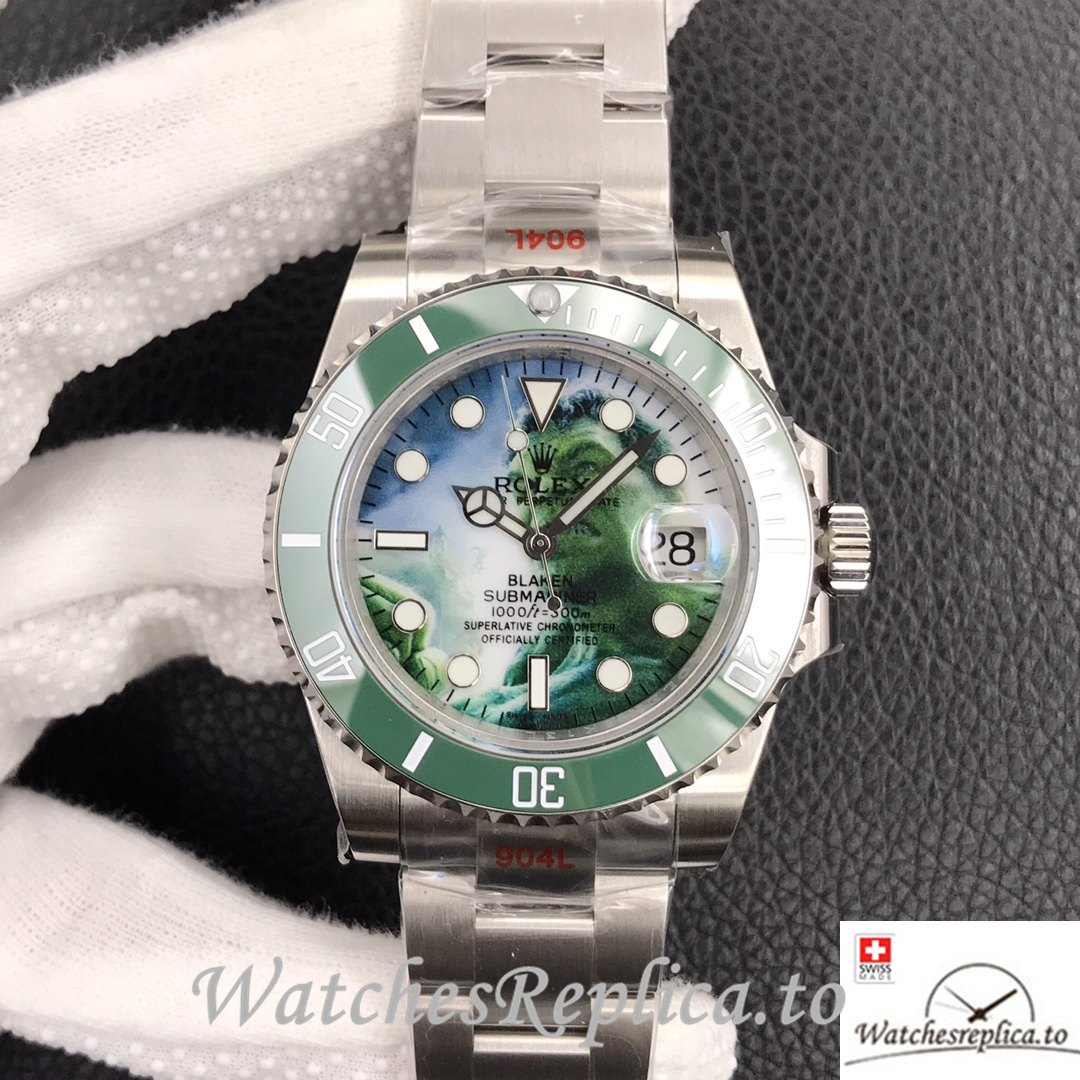 Swiss Rolex Submariner Replica Stainless steel strap 40MM Green Dial Hulk - WatchesReplica.is