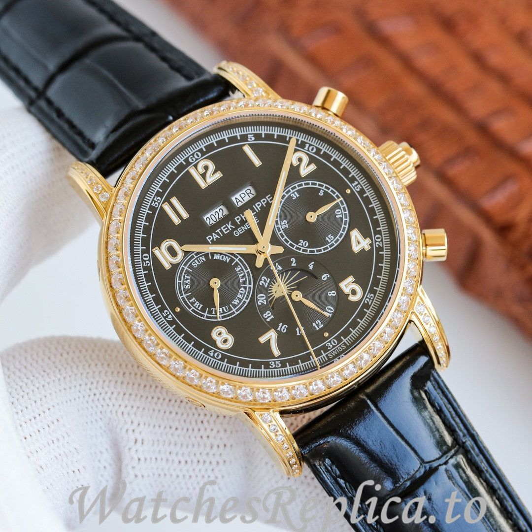 Patek Philippe Replica Complications Leather strap 41MM - WatchesReplica.is