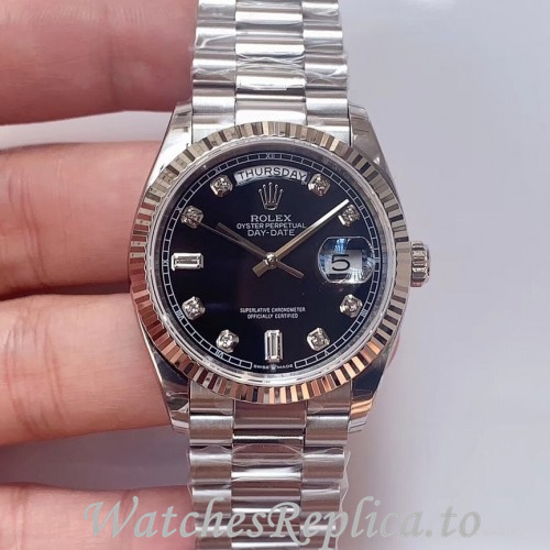 Swiss Rolex Day Date Replica 128239 Stainless steel strap 36MM - WatchesReplica.is