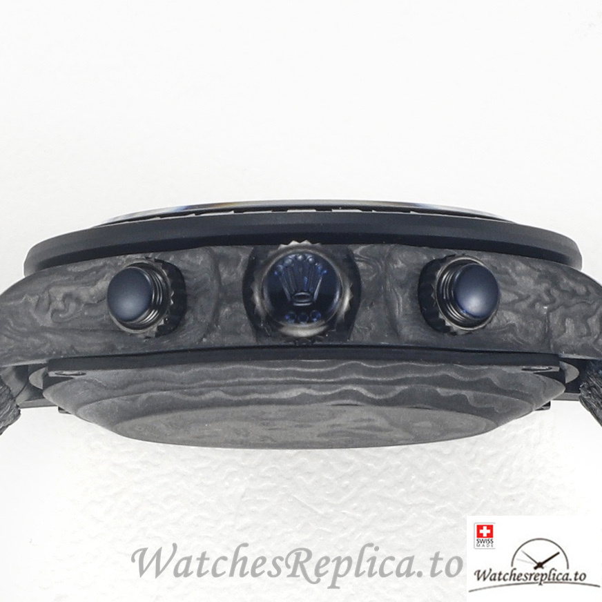 Swiss Rolex Daytona Replica Black Leather strap 40MM Black Dial - WatchesReplica.is