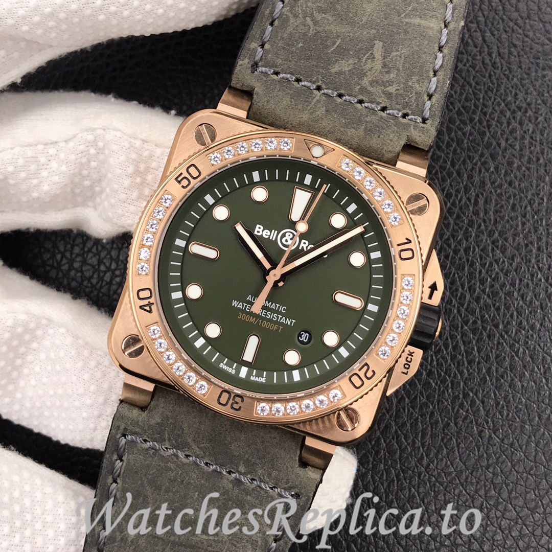 Bell Ross Replica BR 03 BR0392-D-G-BR/SCA Leather strap 42MM - WatchesReplica.is